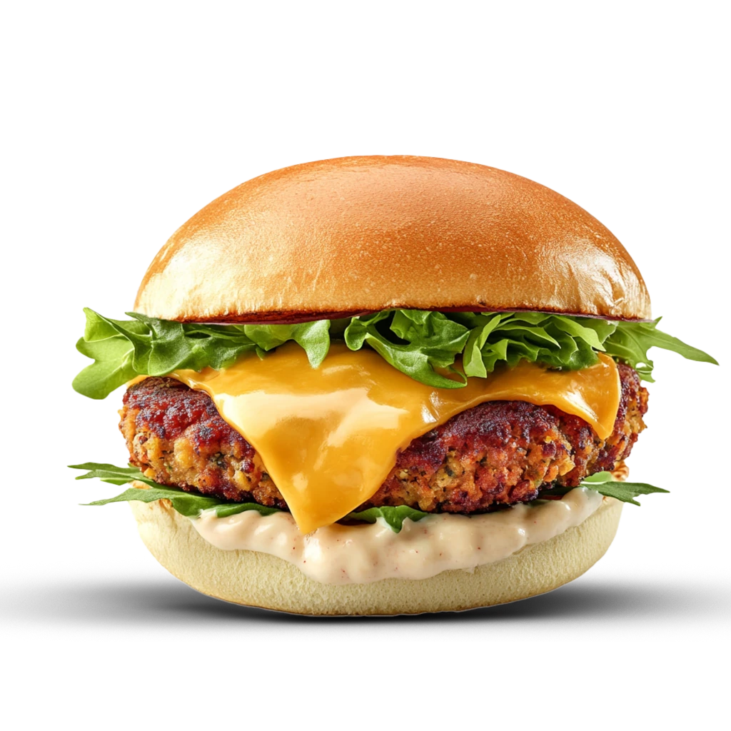Vegi Burger mit knusprigem Hähnchenersatz